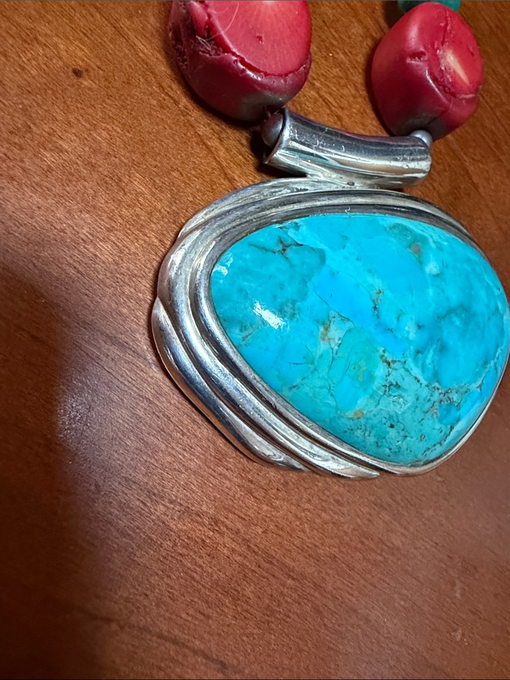 BARSE -Show stopper!! Chucky Coral, Turquoise ‘ Sterling silver necklace - Picture 7 of 11